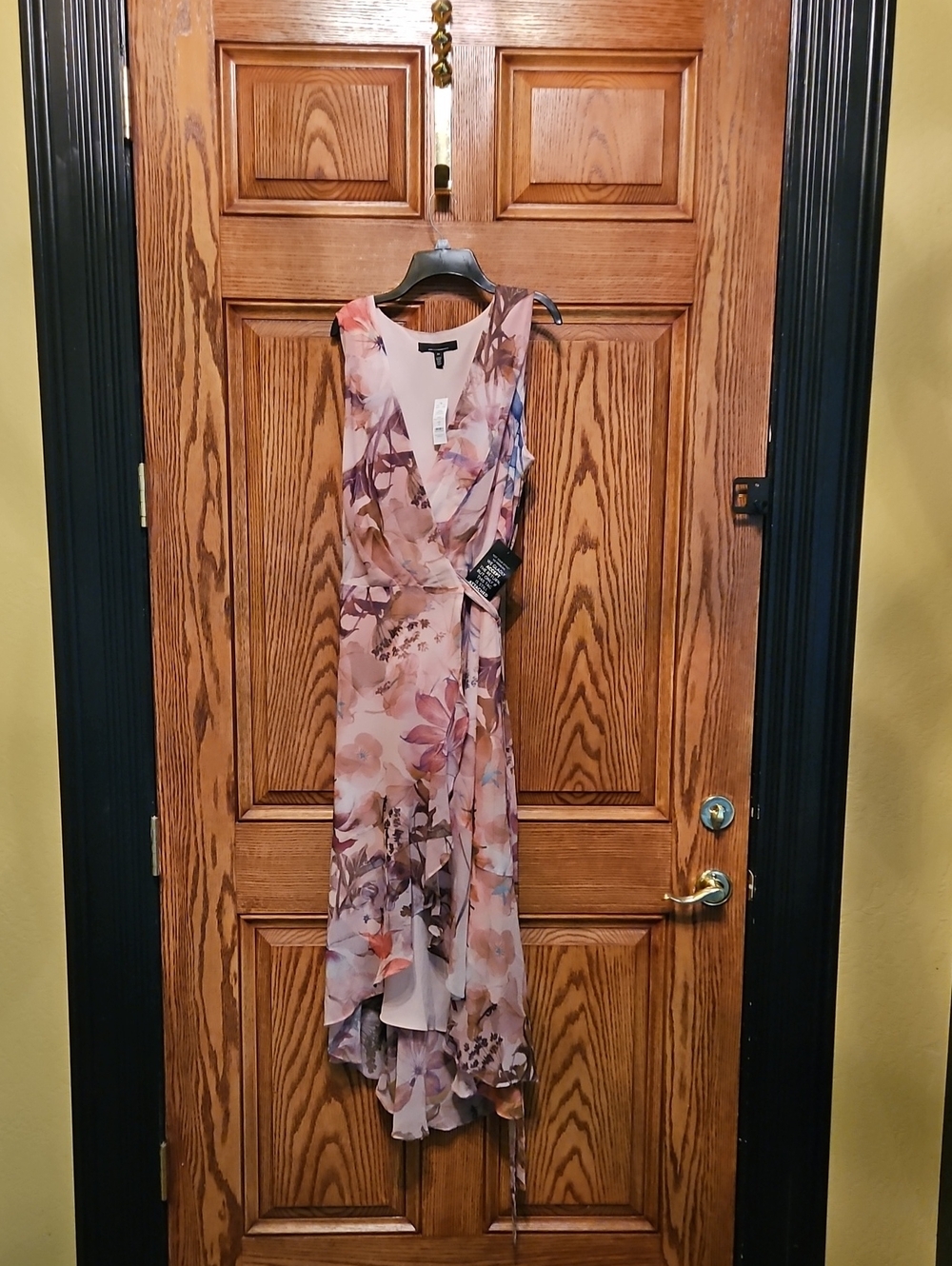 White House Black Market Pink Floral Wrap Maxi Dress